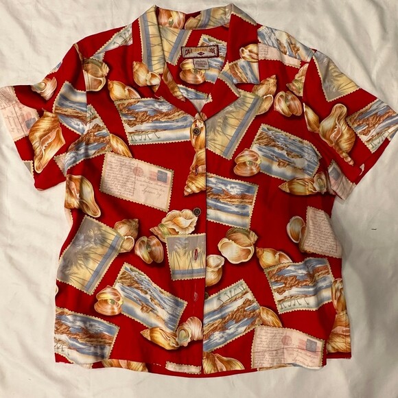 Caribbean Joe tropical beachwear button up sz Large summer style - Picture 1 of 7